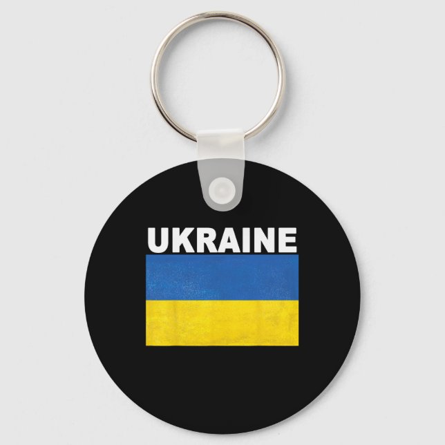 Ukraine Flag Distressed-effect Design  Key Ring (Front)