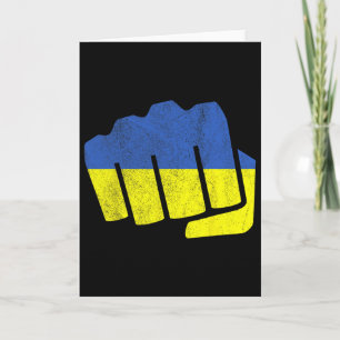 Ukraine Flag Fist. Stay Strong Ukraine. Blue And Y Card
