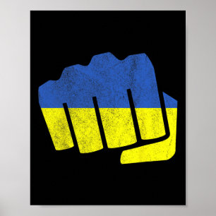 Ukraine Flag Fist. Stay Strong Ukraine. Blue And Y Poster