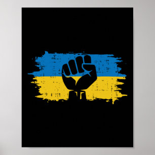Ukraine Flag Fist Ukrainian Resistance Protest Men Poster