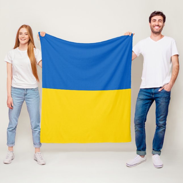Ukraine flag fleece blanket (In Situ)