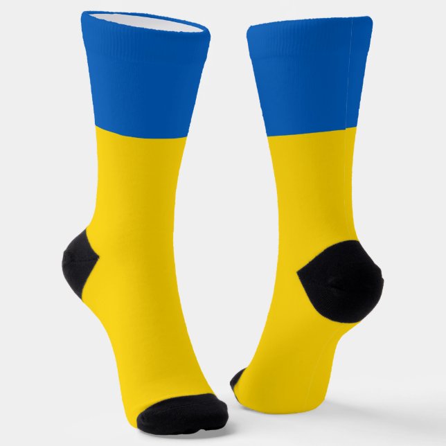 Ukraine Flag Fun Patriotic Ukrainian Blue & Yellow Socks (Angled)