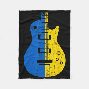 Ukraine Flag Guitar Vintage Musician  Fleece Blanket