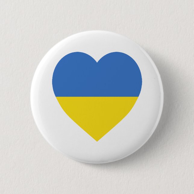 Ukraine Flag Heart 6 Cm Round Badge (Front)