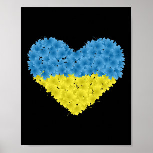 Ukraine Flag Heart Abstract Men Women Kids Teens P Poster