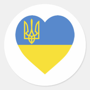 Ukraine Flag Heart Classic Round Sticker