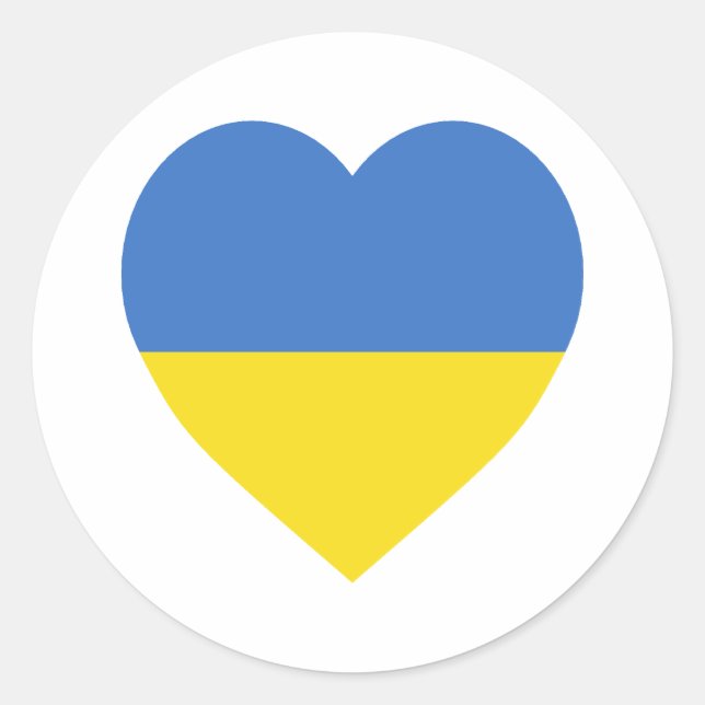 Ukraine Flag Heart Classic Round Sticker (Front)