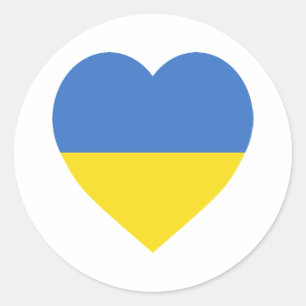 Ukraine Flag Heart Classic Round Sticker