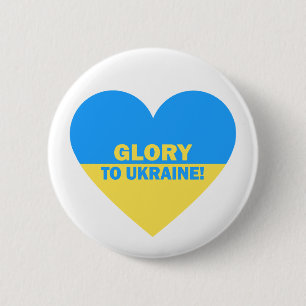 Ukraine Flag Heart Glory To Ukraine 6 Cm Round Badge