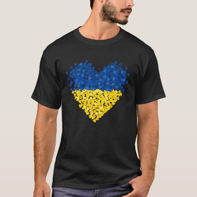 Ukraine Flag Heart I Stand With Ukraine Ukrainian T-Shirt (Front)
