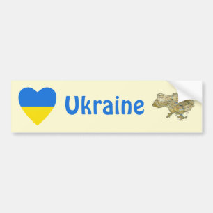 Ukraine Flag Heart + Map Bumper Sticker
