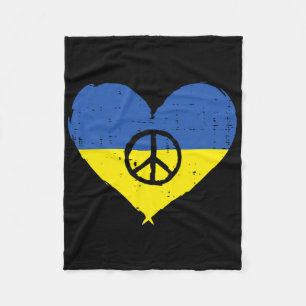 Ukraine Flag Heart Peace Sign Retro Ukrainian Wome Fleece Blanket