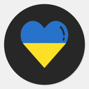 Ukraine Flag Heart Roots Vacation Ukrainian 1 Classic Round Sticker