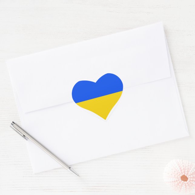 UKRAINE flag  Heart Sticker (Envelope)
