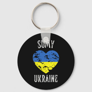 Ukraine Flag Heart Sumy City Key Ring