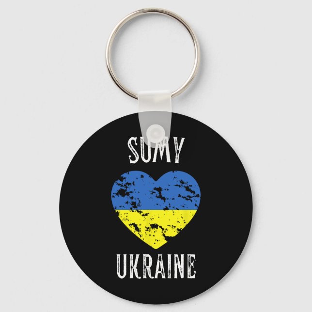 Ukraine Flag Heart Sumy City  Key Ring (Front)