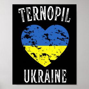 Ukraine Flag Heart Ternopil City Poster