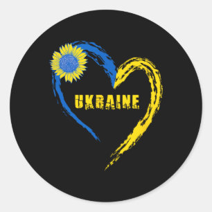 Ukraine Flag Heart Vintage Ukrainian Lovers Ukrain Classic Round Sticker