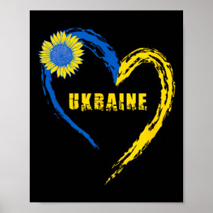 Ukraine Flag Heart Vintage Ukrainian Lovers Ukrain Poster
