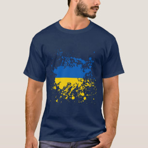 Ukraine Flag Ink Splatter T-Shirt