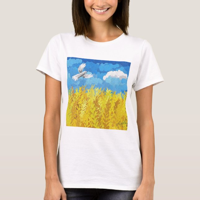 Ukraine Flag Landscape T-Shirt (Front)