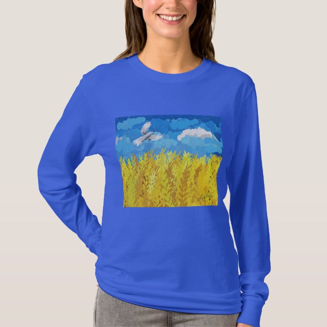 Ukraine Flag Landscape T-Shirt (Front)