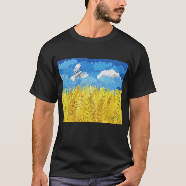 Ukraine Flag Landscape T-Shirt (Front)