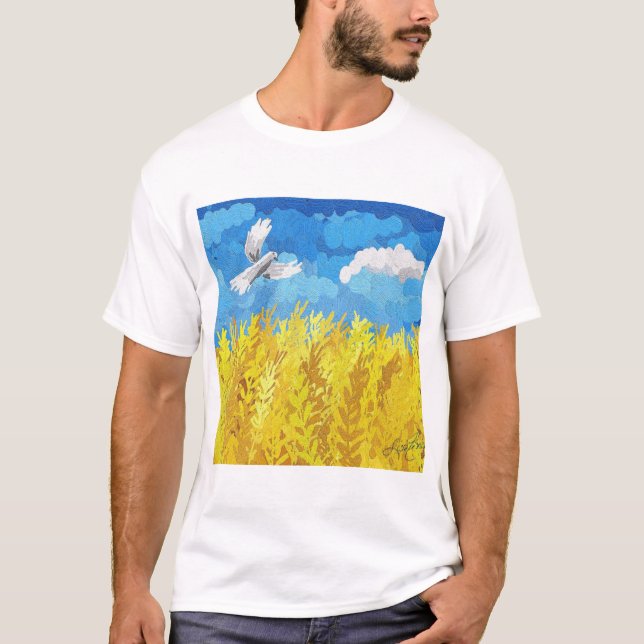 Ukraine Flag Landscape T-Shirt (Front)