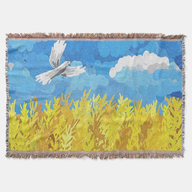 Ukraine Flag Landscape Throw Blanket (Front)