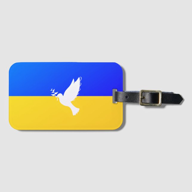 Ukraine Flag Luggage Tag Dove of Peace - Freedom (Front Horizontal)