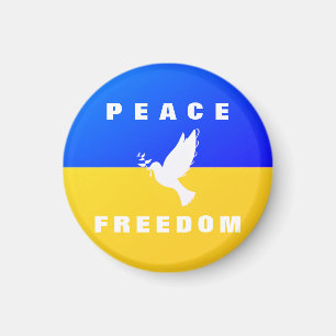 Ukraine Flag Magnet Support Peace Dove - Freedom