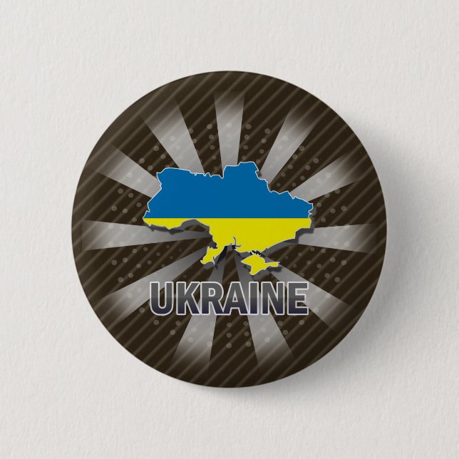 Ukraine Flag Map 2.0 6 Cm Round Badge (Front)