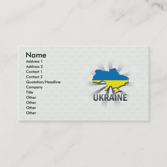 Ukraine Flag Map 2.0 Business Card (Front)