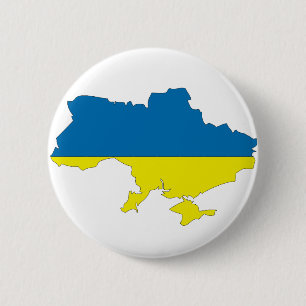 Ukraine flag map 6 cm round badge