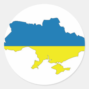 Ukraine flag map classic round sticker