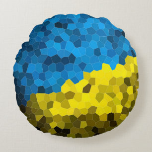 Ukraine flag mosaic round cushion