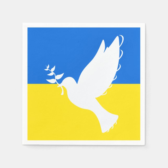 Ukraine Flag Napkins Peace Dove - Freedom (Front)