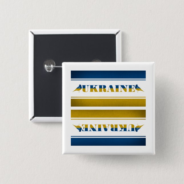 Ukraine Flag, National Nightingale Birds 15 Cm Square Badge (Front & Back)