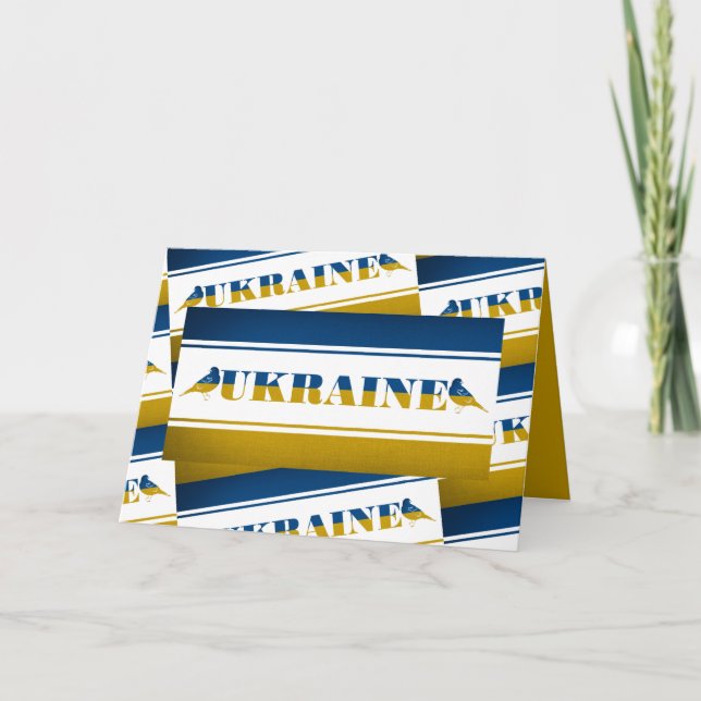 Ukraine Flag, National Nightingale Birds Card (Front)