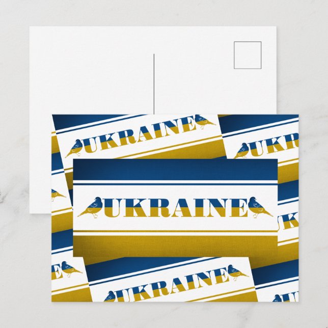 Ukraine Flag, National Nightingale Birds Postcard (Front/Back)