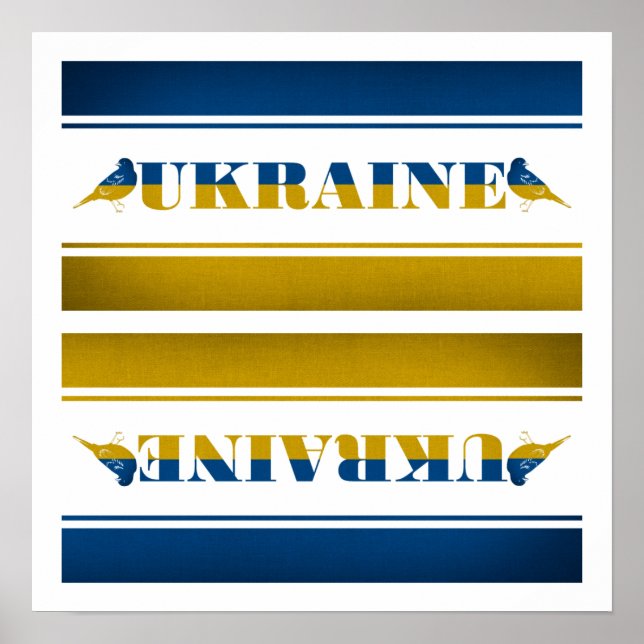 Ukraine Flag, National Nightingale Birds Poster (Front)