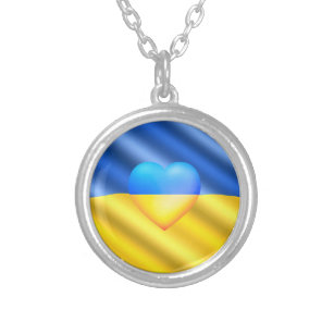 Ukraine Flag Necklace Heart - Freedom