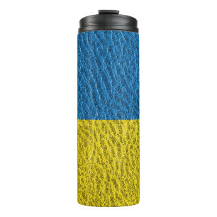Ukraine flag on leather thermal tumbler