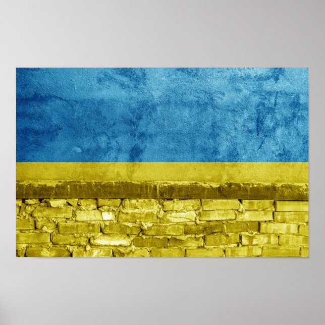 Ukraine flag on wall poster (Front)