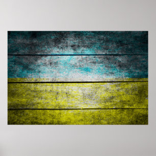 Ukraine flag on wood poster