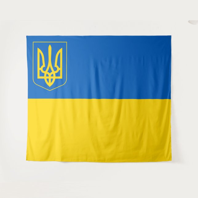 Ukraine Flag Patriotic Ukrainian Coat Of Arms Tapestry (Front (Horizontal))