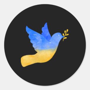 Ukraine Flag Peace Bird Vintage Ukrainian Support Classic Round Sticker