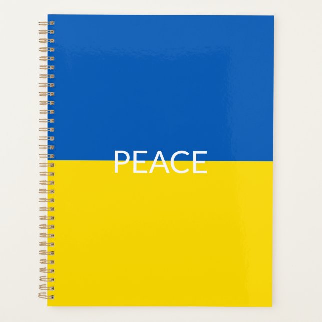 Ukraine flag peace blue yellow custom text planner (Front)