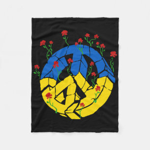 Ukraine Flag Peace Flowers  Fleece Blanket