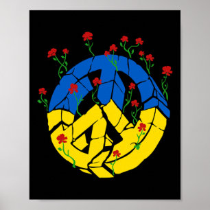 Ukraine Flag Peace Flowers Poster